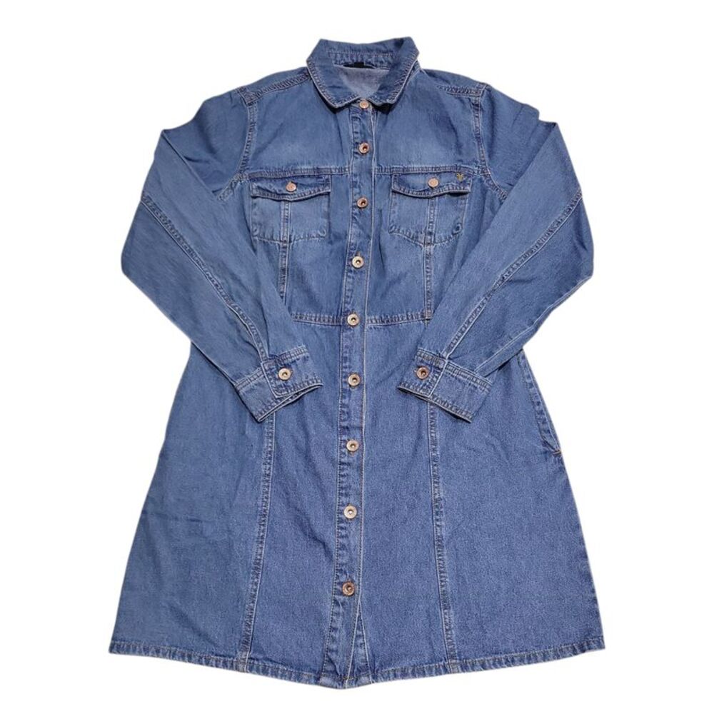 Frye Blue Denim Button-Front Shirt Dress